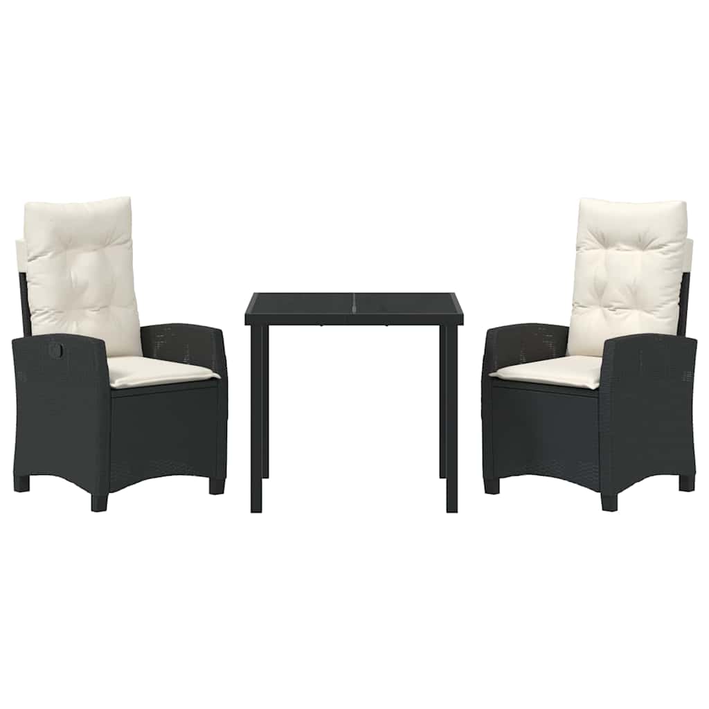 Conjunto de Comedor de Jardín 3 pcs Negro ratán sintético