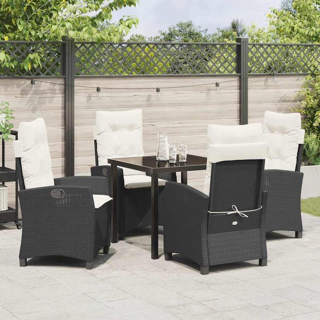 Conjunto de Comedor de Jardín 5 pcs Negro ratán sintético