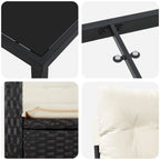 Conjunto de Comedor de Jardín 9 pcs Negro ratán sintético