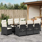 Conjunto de Comedor de Jardín 9 pcs Negro ratán sintético