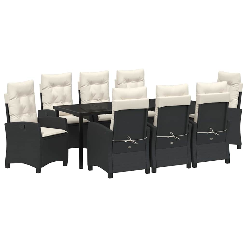 Conjunto de Comedor de Jardín 9 pcs Negro ratán sintético