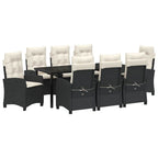 Conjunto de Comedor de Jardín 9 pcs Negro ratán sintético