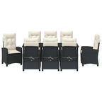 Conjunto de Comedor de Jardín 9 pcs Negro ratán sintético