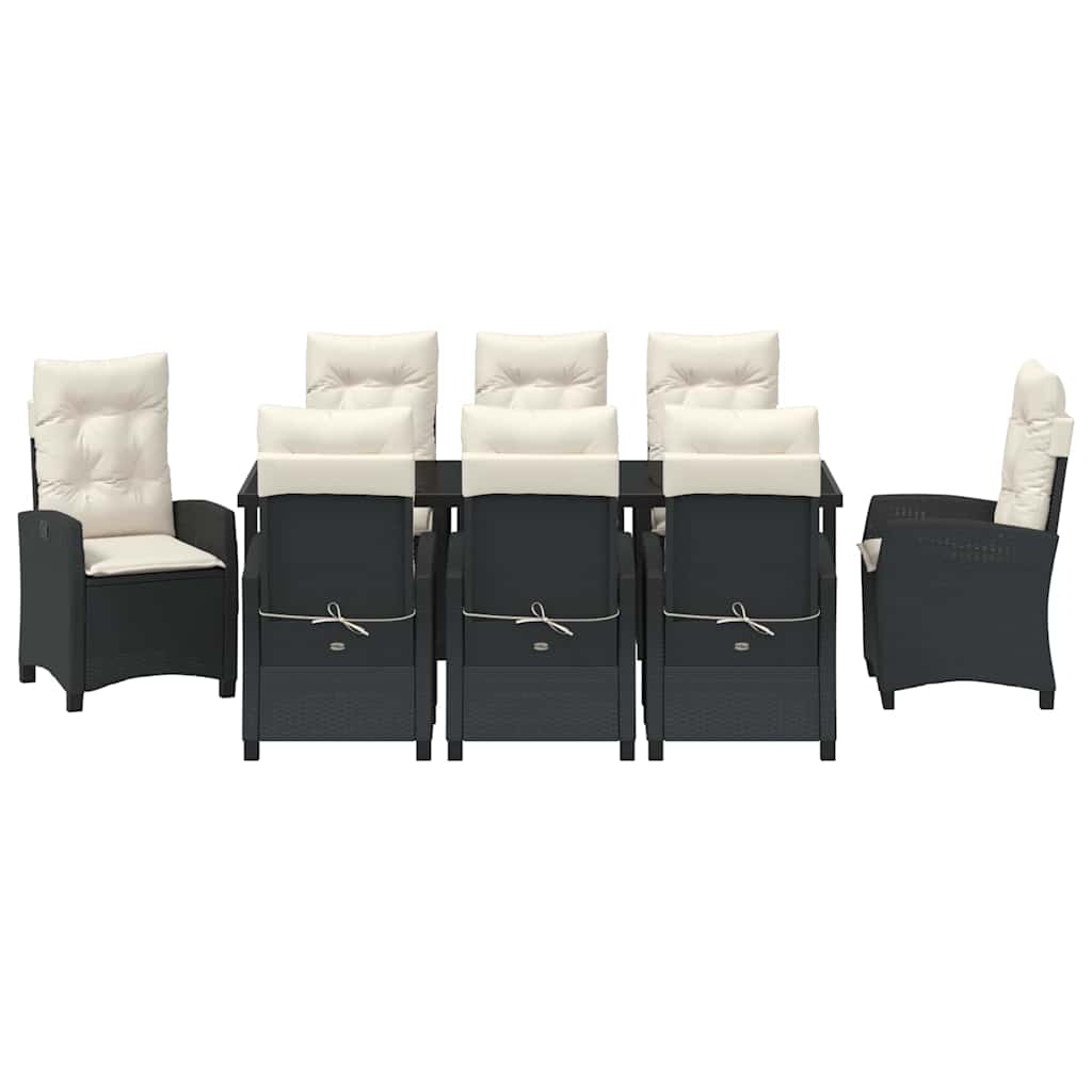 Conjunto de Comedor de Jardín 9 pcs Negro ratán sintético