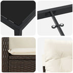 Conjunto de Comedor de Jardín 3 pcs Marrón ratán sintético