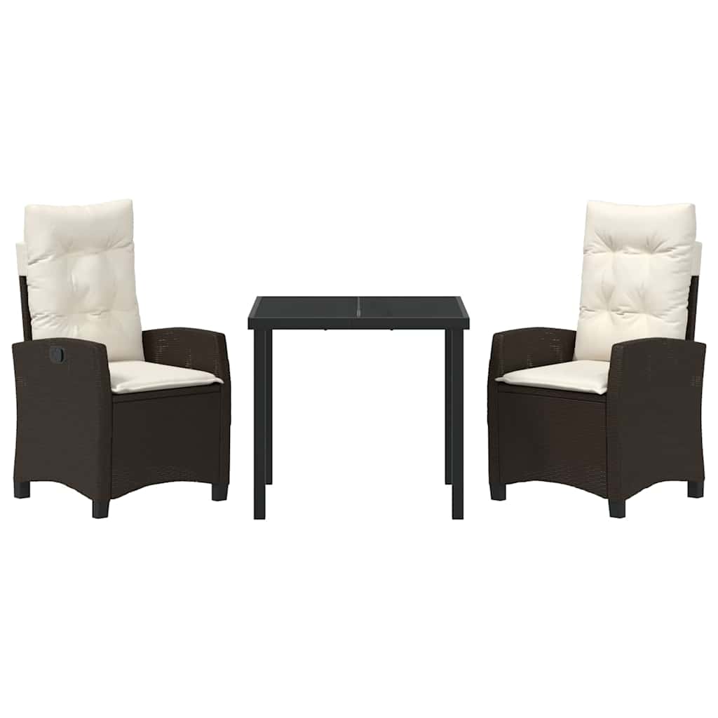 Conjunto de Comedor de Jardín 3 pcs Marrón ratán sintético
