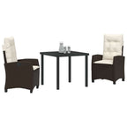Conjunto de Comedor de Jardín 3 pcs Marrón ratán sintético