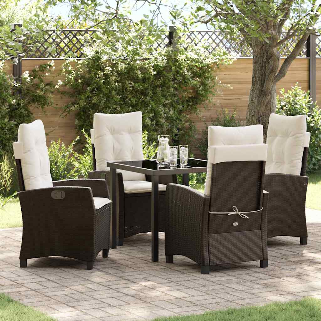Conjunto de Comedor de Jardín 5 pcs Marrón ratán sintético