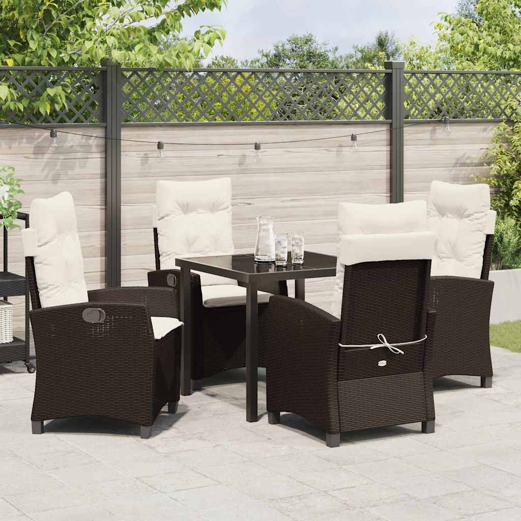Conjunto de Comedor de Jardín 5 pcs Marrón ratán sintético
