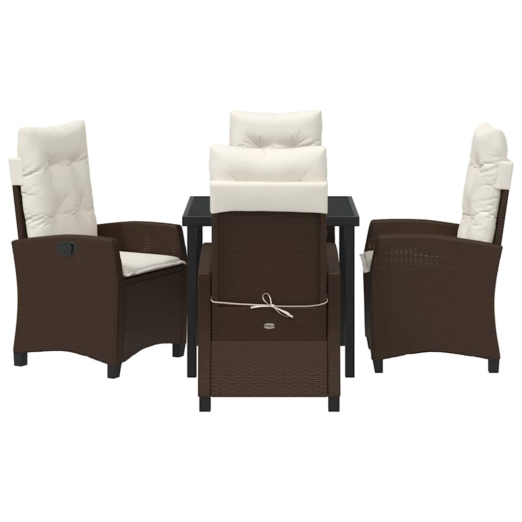Conjunto de Comedor de Jardín 5 pcs Marrón ratán sintético