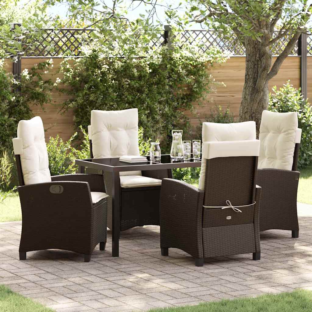Conjunto de Comedor de Jardín 5 pcs Marrón ratán sintético