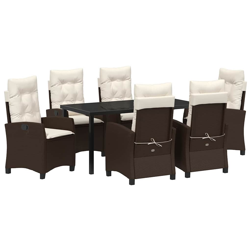Conjunto de Comedor de Jardín 7 pcs Marrón ratán sintético