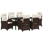 Conjunto de Comedor de Jardín 7 pcs Marrón ratán sintético