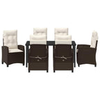 Conjunto de Comedor de Jardín 7 pcs Marrón ratán sintético