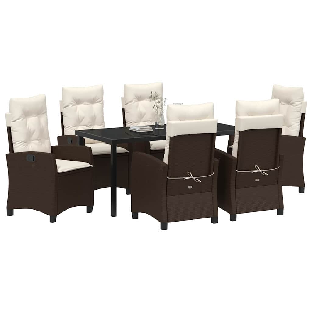 Conjunto de Comedor de Jardín 7 pcs Marrón ratán sintético