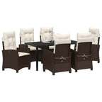 Conjunto de Comedor de Jardín 7 pcs Marrón ratán sintético