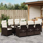 Conjunto de Comedor de Jardín 9 pcs Marrón ratán sintético