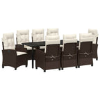 Conjunto de Comedor de Jardín 9 pcs Marrón ratán sintético
