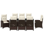 Conjunto de Comedor de Jardín 9 pcs Marrón ratán sintético