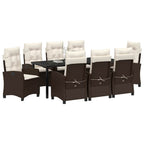 Conjunto de Comedor de Jardín 9 pcs Marrón ratán sintético