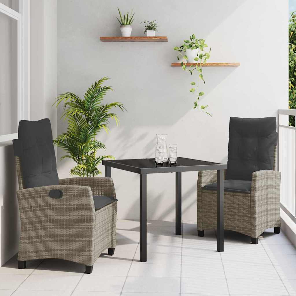 Conjunto de Comedor de Jardín 3 pcs Gris ratán sintético