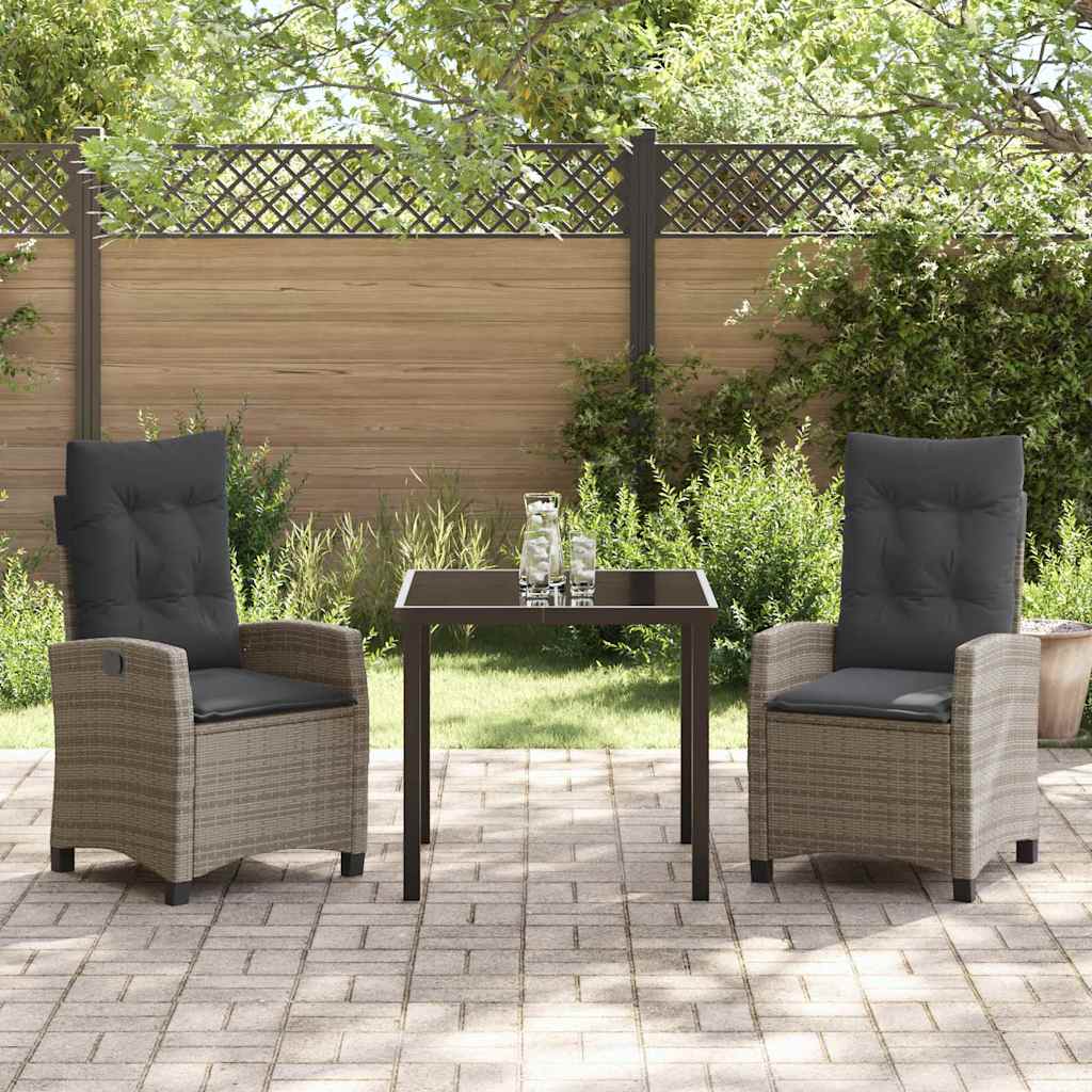 Conjunto de Comedor de Jardín 3 pcs Gris ratán sintético