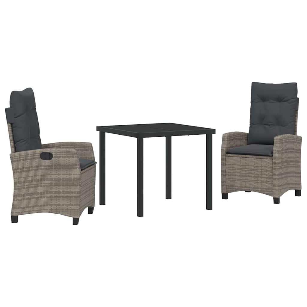 Conjunto de Comedor de Jardín 3 pcs Gris ratán sintético