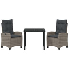 Conjunto de Comedor de Jardín 3 pcs Gris ratán sintético