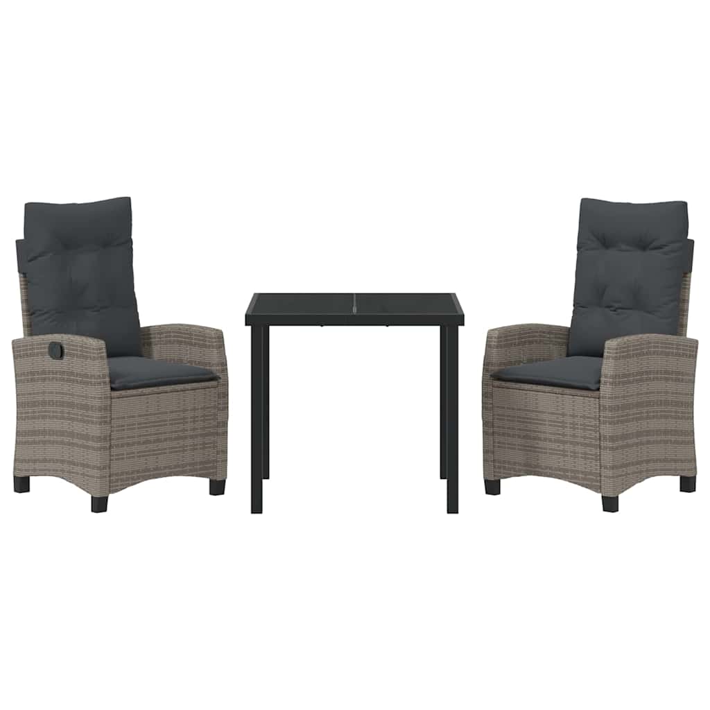 Conjunto de Comedor de Jardín 3 pcs Gris ratán sintético
