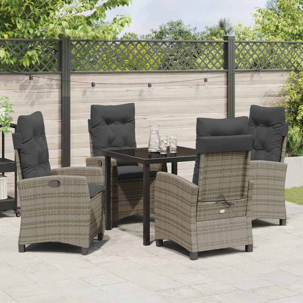 Conjunto de Comedor de Jardín 5 pcs Gris ratán sintético