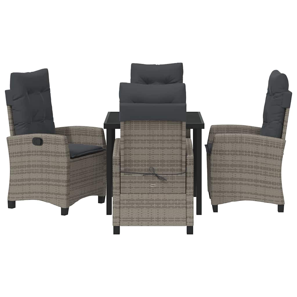 Conjunto de Comedor de Jardín 5 pcs Gris ratán sintético