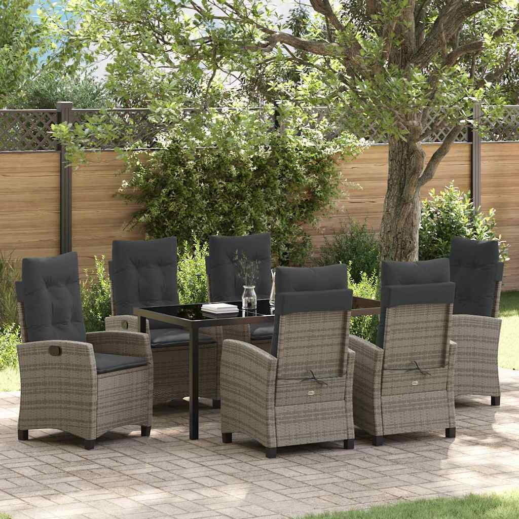 Conjunto de Comedor de Jardín 7 pcs Gris ratán sintético