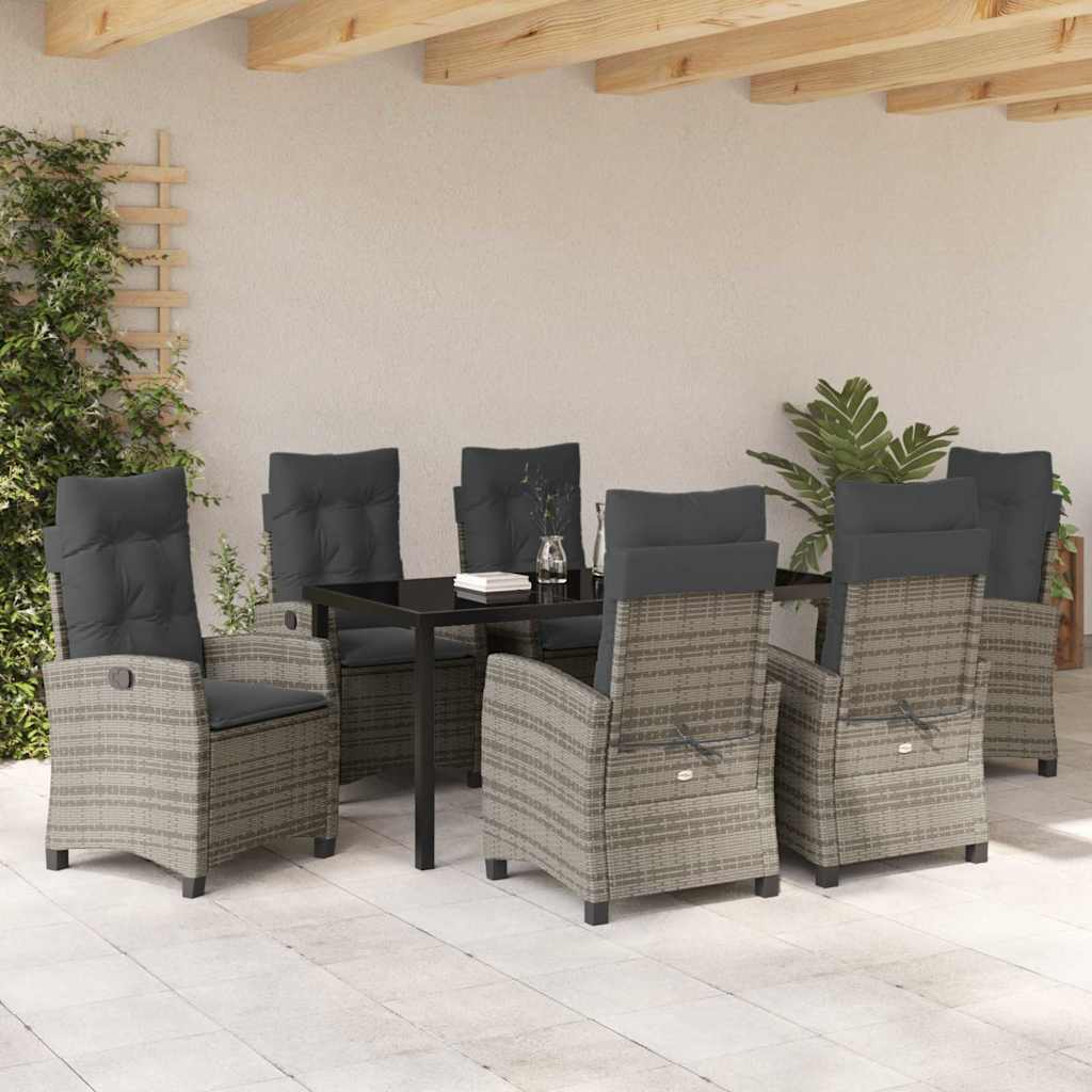 Conjunto de Comedor de Jardín 7 pcs Gris ratán sintético