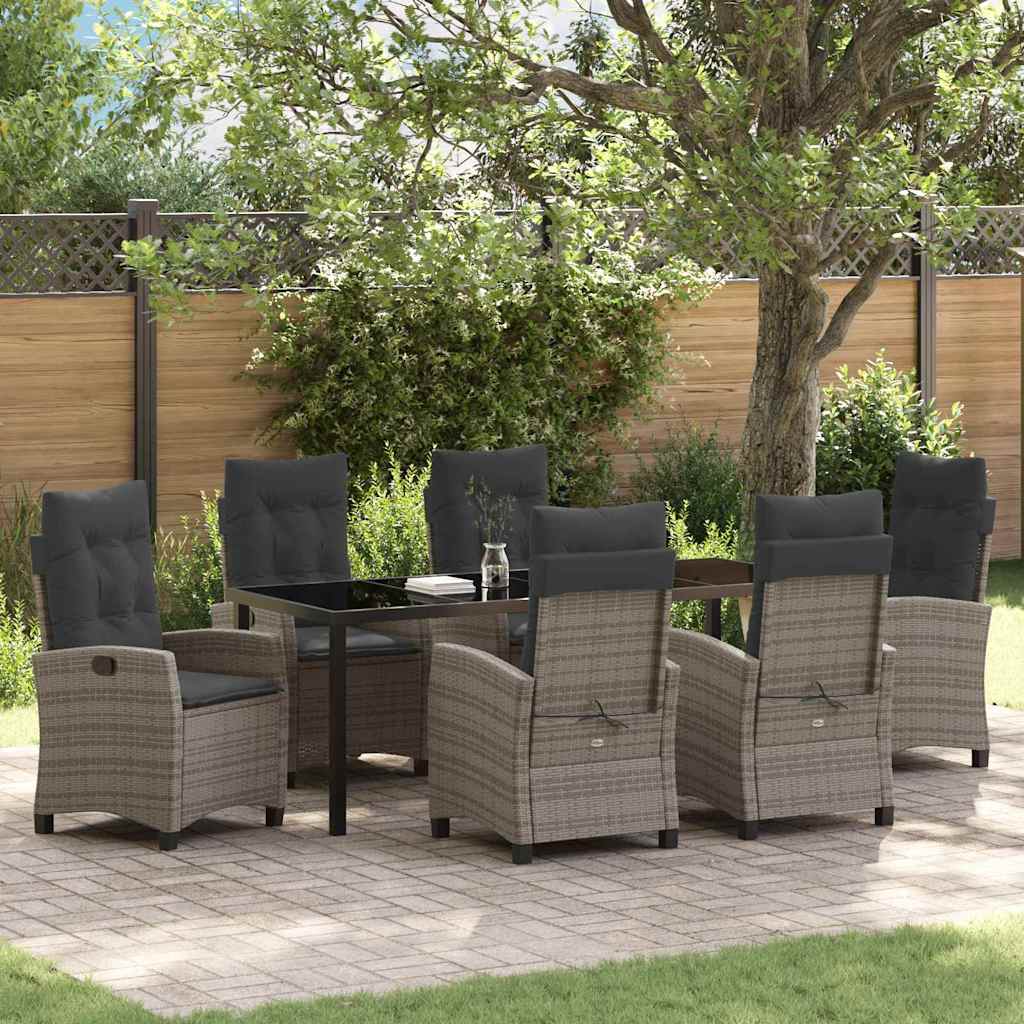 Conjunto de Comedor de Jardín 7 pcs Gris ratán sintético