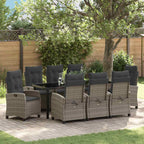 Conjunto de Comedor de Jardín 9 pcs Gris ratán sintético