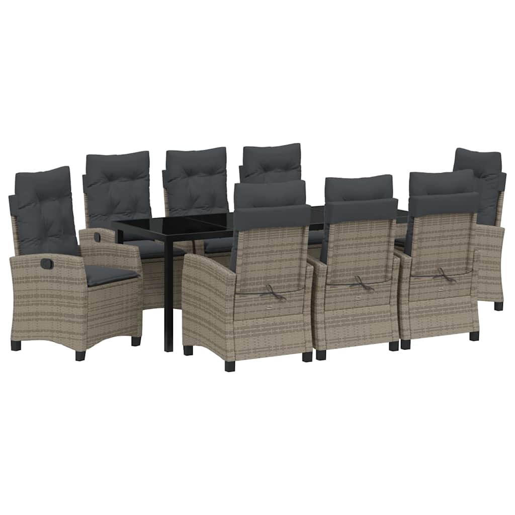 Conjunto de Comedor de Jardín 9 pcs Gris ratán sintético
