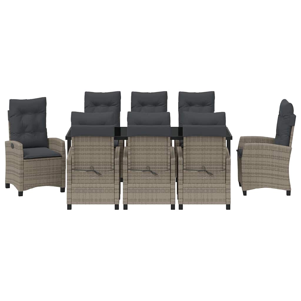 Conjunto de Comedor de Jardín 9 pcs Gris ratán sintético