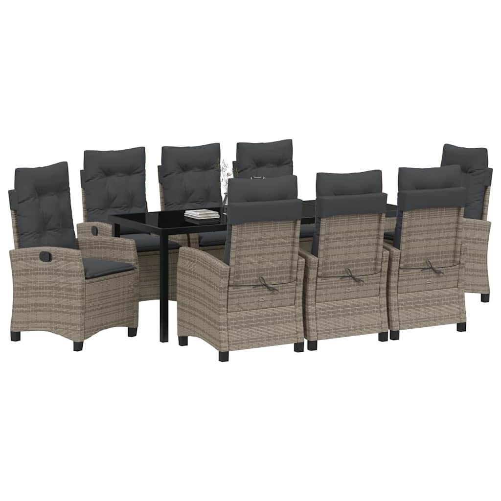 Conjunto de Comedor de Jardín 9 pcs Gris ratán sintético
