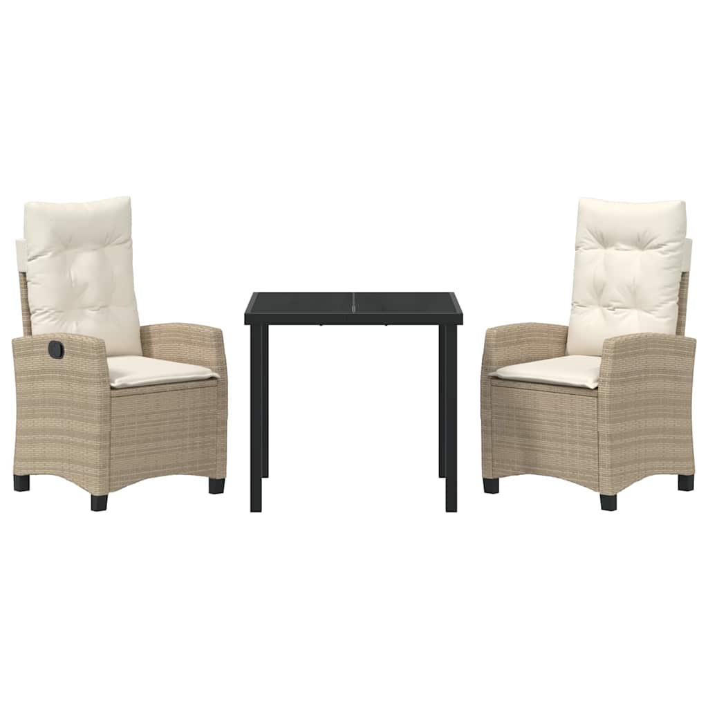 Conjunto de Comedor de Jardín 3 pcs Beige ratán sintético