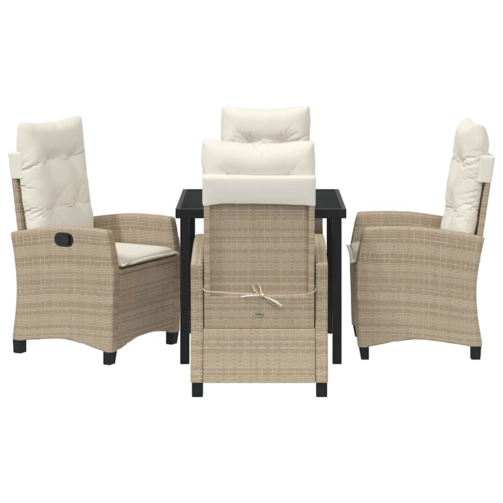 Conjunto de Comedor de Jardín 5 pcs Beige ratán sintético