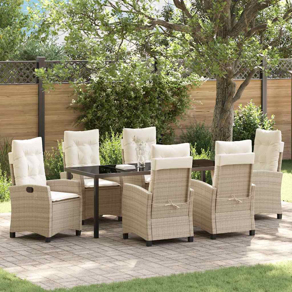 Conjunto de Comedor de Jardín 7 pcs Beige ratán sintético