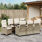 Conjunto de Comedor de Jardín 9 pcs Beige ratán sintético