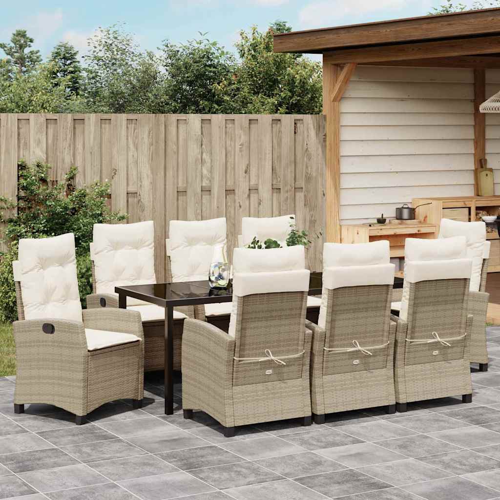 Conjunto de Comedor de Jardín 9 pcs Beige ratán sintético