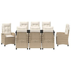 Conjunto de Comedor de Jardín 9 pcs Beige ratán sintético