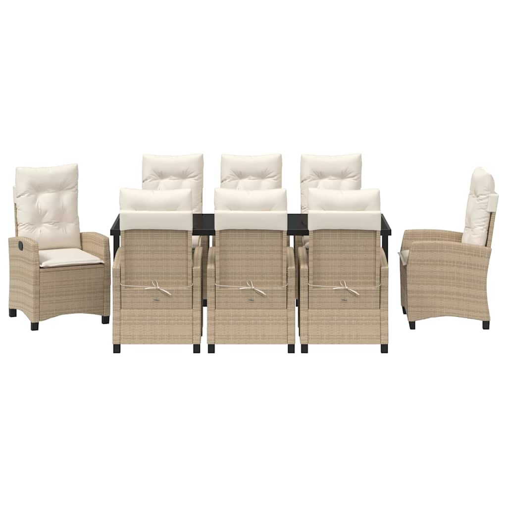 Conjunto de Comedor de Jardín 9 pcs Beige ratán sintético