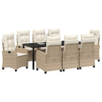 Conjunto de Comedor de Jardín 9 pcs Beige ratán sintético