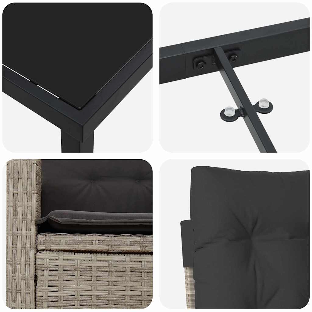 Conjunto de Comedor de Jardín 3 pcs Gris Claro ratán sintético