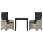Conjunto de Comedor de Jardín 3 pcs Gris Claro ratán sintético