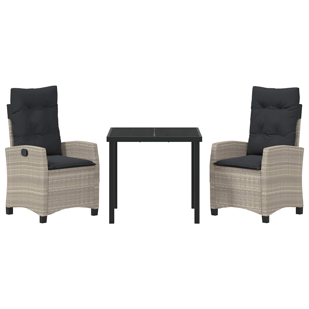 Conjunto de Comedor de Jardín 3 pcs Gris Claro ratán sintético