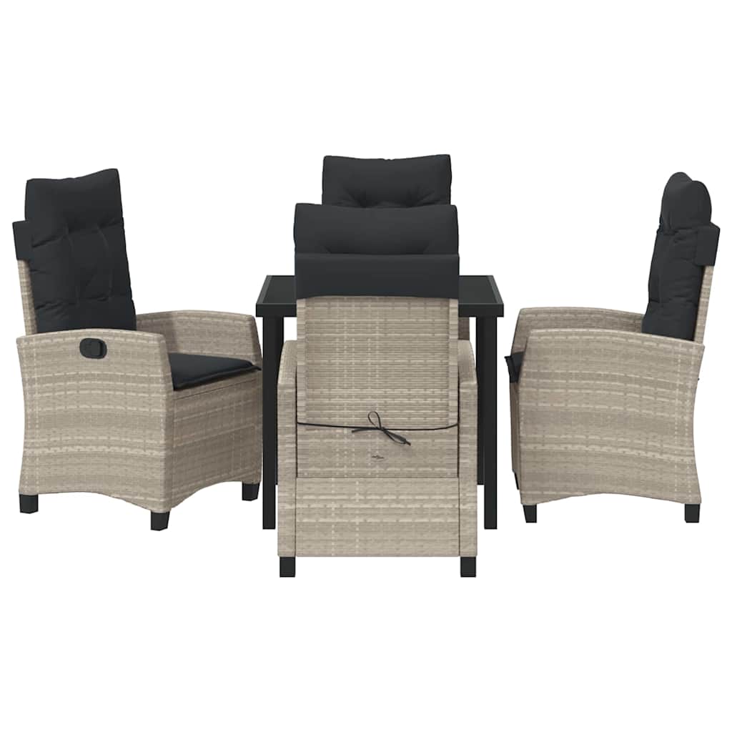 Conjunto de Comedor de Jardín 5 pcs Gris Claro ratán sintético